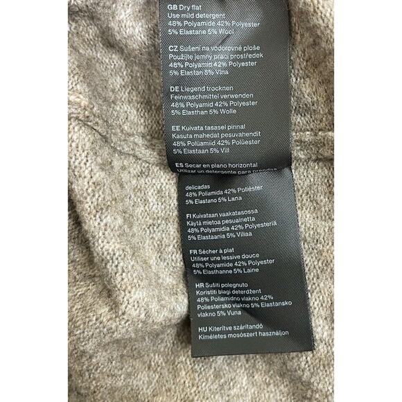 WEEKDAY Ellen V-Neck Knit Dress Light Brown Ribbed Long Sleeve Slit Size Small - Picture 11 of 11